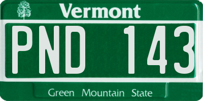 VT license plate PND143