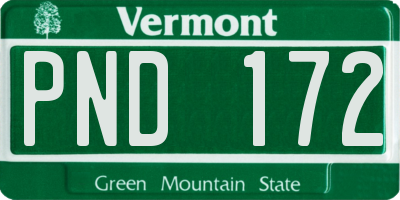 VT license plate PND172