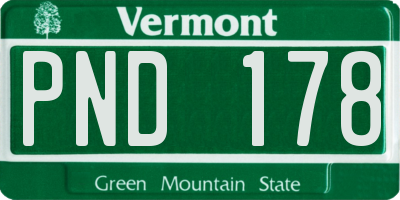 VT license plate PND178