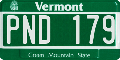VT license plate PND179