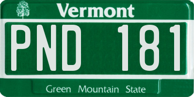 VT license plate PND181