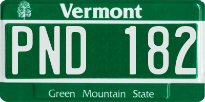 VT license plate PND182