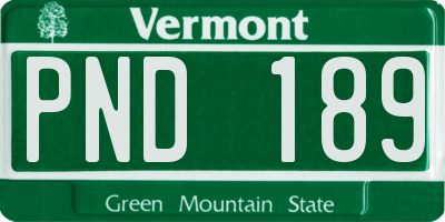 VT license plate PND189