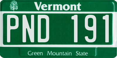 VT license plate PND191