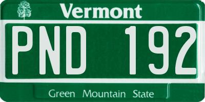 VT license plate PND192