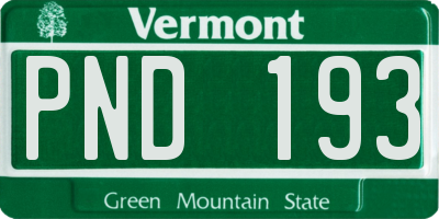 VT license plate PND193