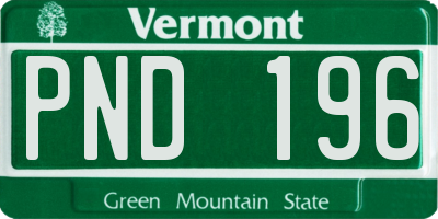 VT license plate PND196
