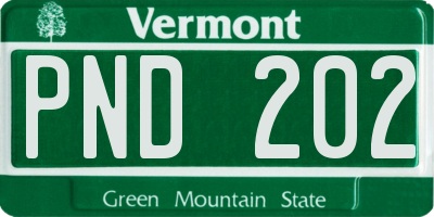 VT license plate PND202