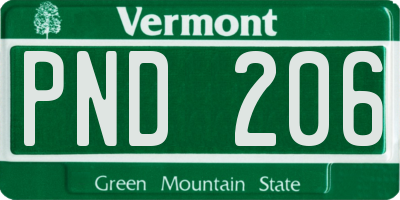 VT license plate PND206