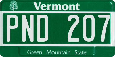 VT license plate PND207