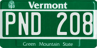 VT license plate PND208