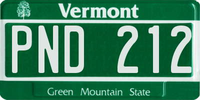 VT license plate PND212
