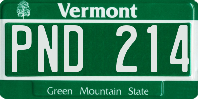 VT license plate PND214