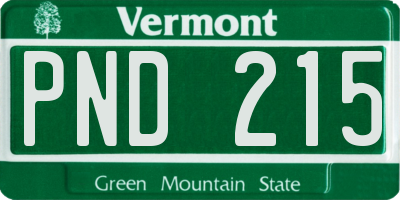 VT license plate PND215