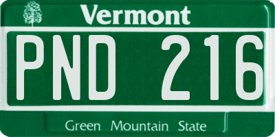 VT license plate PND216