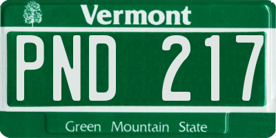 VT license plate PND217