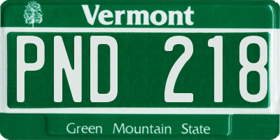 VT license plate PND218