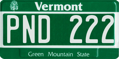 VT license plate PND222