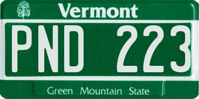 VT license plate PND223
