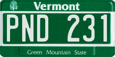 VT license plate PND231