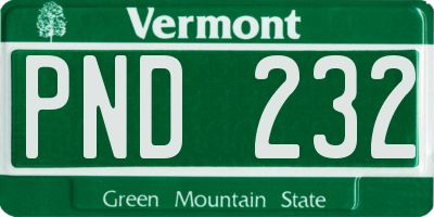 VT license plate PND232