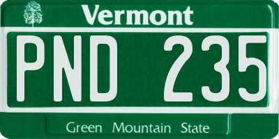 VT license plate PND235