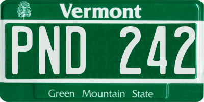 VT license plate PND242