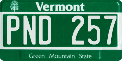 VT license plate PND257