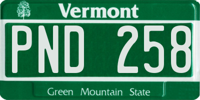 VT license plate PND258