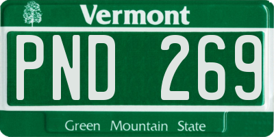 VT license plate PND269