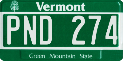 VT license plate PND274