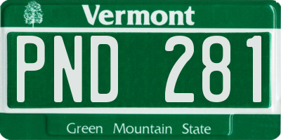 VT license plate PND281