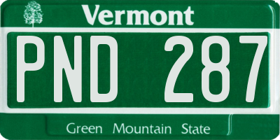 VT license plate PND287