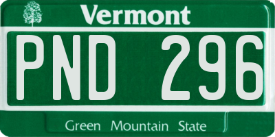 VT license plate PND296