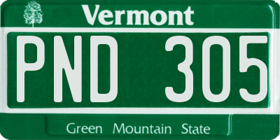 VT license plate PND305