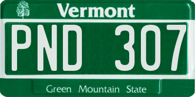 VT license plate PND307