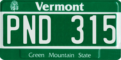 VT license plate PND315