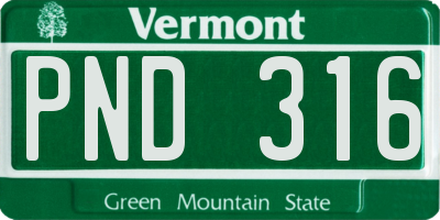 VT license plate PND316