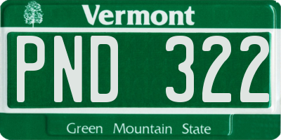 VT license plate PND322