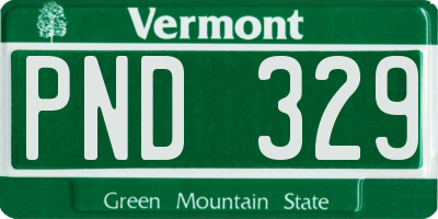VT license plate PND329