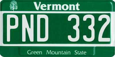 VT license plate PND332