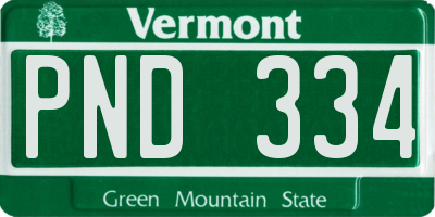 VT license plate PND334
