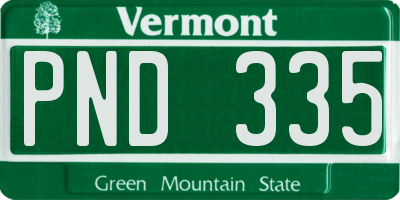 VT license plate PND335