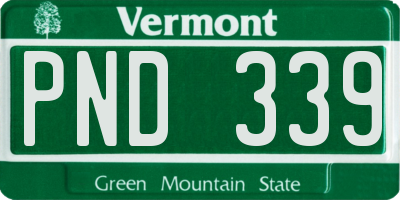 VT license plate PND339