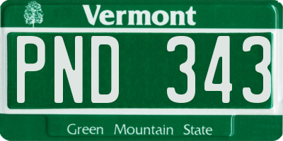 VT license plate PND343