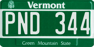 VT license plate PND344