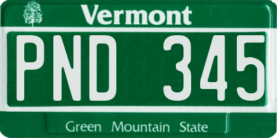 VT license plate PND345