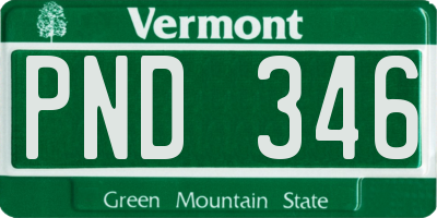 VT license plate PND346