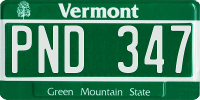 VT license plate PND347