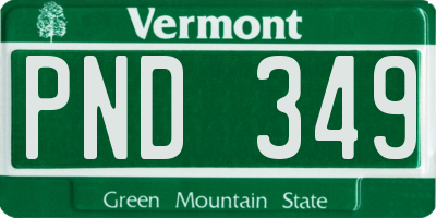 VT license plate PND349